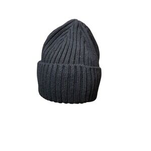 Bula Ribbed Black Knit Beanie OS Fisherman Warm Winter Cap Merino Wool Blend